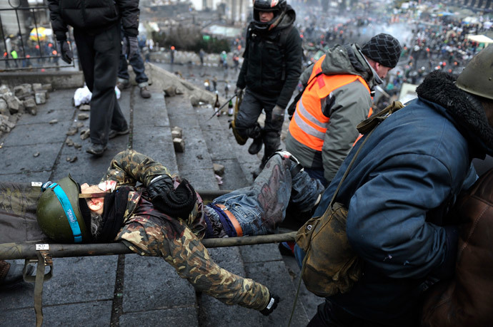 Protestors evacuated from Independence Square dubbed Maidan in Kiev