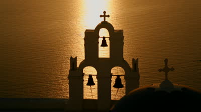 Santorini church bell tower and dome